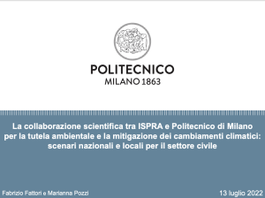 Copertina - La collaborazione scientifica tra ISPRA ed il Politecnico di Milano per la tutela ambientale e la mitigazione dei cambiamenti climatici