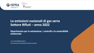 Copertina - Le emissioni nazionali di gas serra Settore Rifiuti – anno 2022
