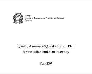 Copertina - Quality Assurance / Quality Control Plan for the Italian emission inventory - Year 2007