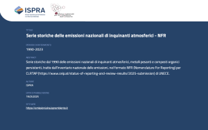 Copertina serie storiche emissioni nazionali inquinanti atmosferici nfr 2025